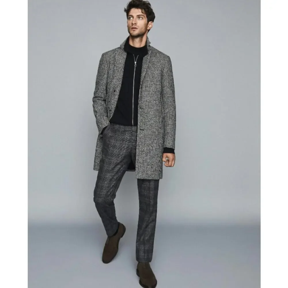 REISS Kennard Dogtooth Coat (Size Large)